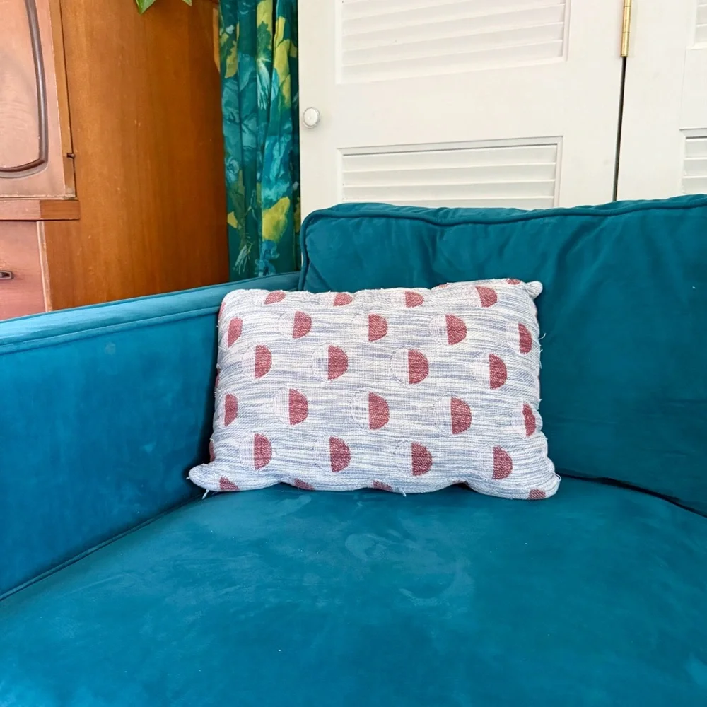 Anthropologie | Marguerite Pop Polka Dot Lumbar Throw Pillow Cotton Blue Purple